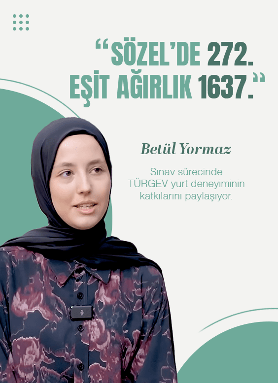 Betül Yormaz — Sözel'de 272, eşit ağırlık 1637
