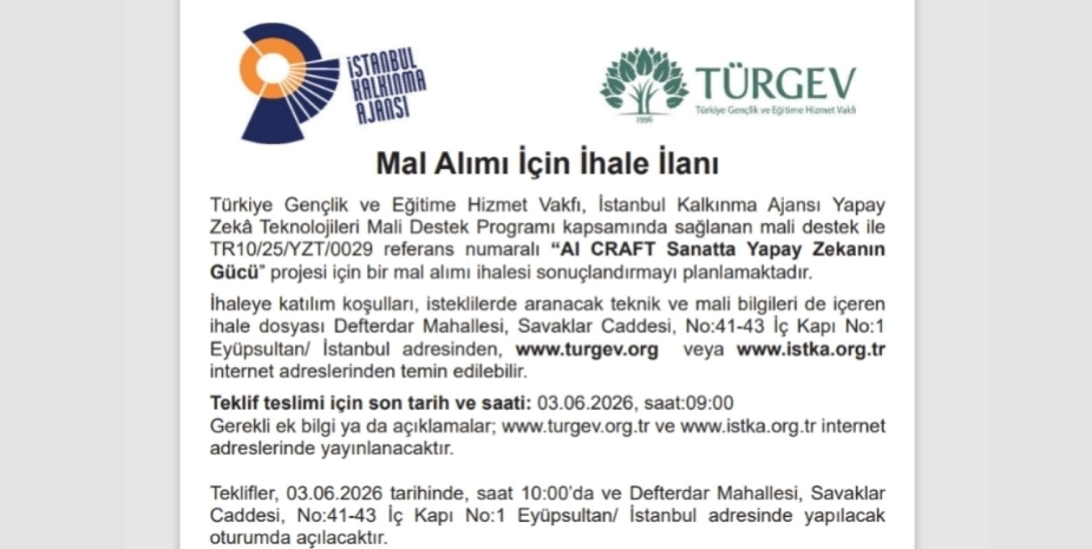 TÜRGEV’den “AI CRAFT: Sanatta Yapay Zekânın Gücü” Projesi İçin İhale İlanı