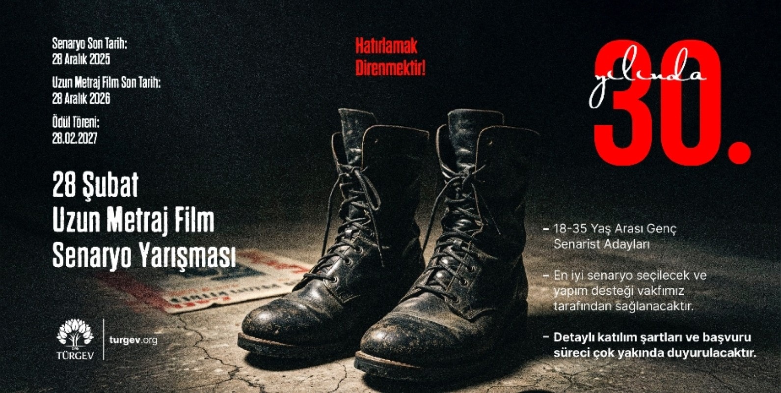 "28 Şubat Uzun Metraj Film Senaryo Yarışması” Başlıyor!
