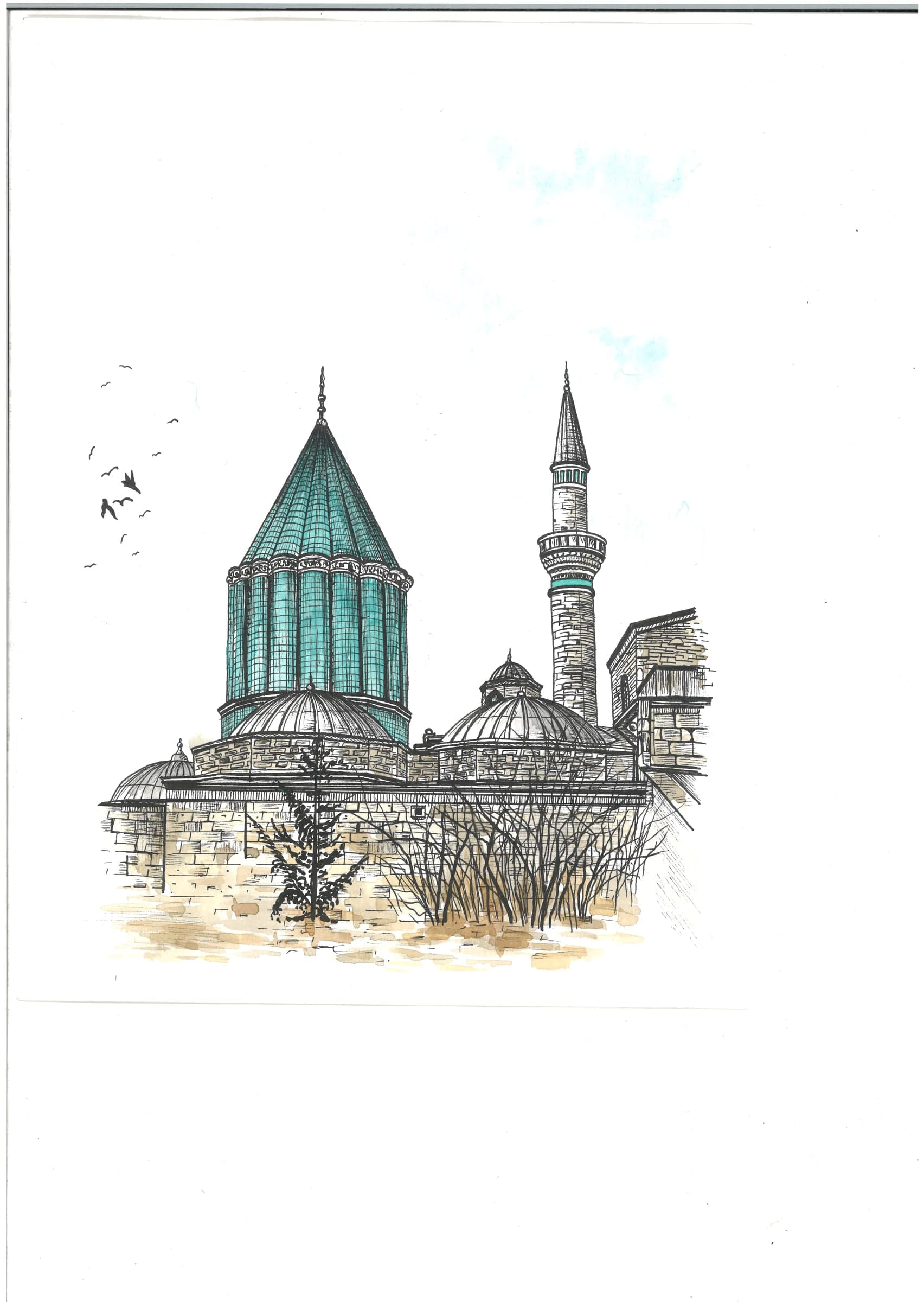 Esra Yaldız Dağ'ın sulu boya eseri Sessizce Semaya